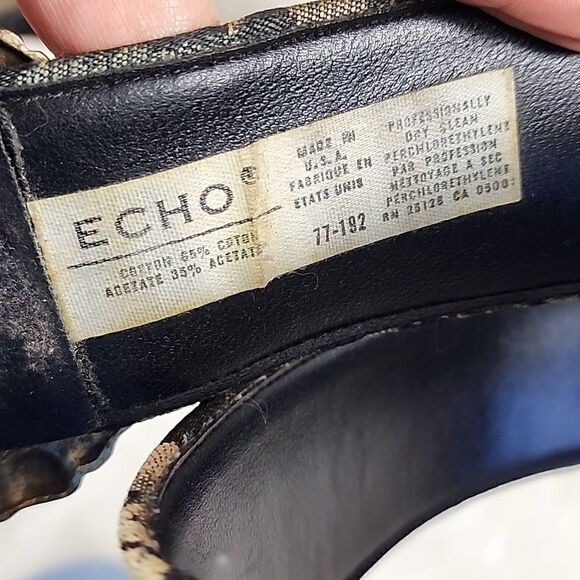 Vintage ECHO Floral Tapestry Belt with Brass Tone Floral Buckle